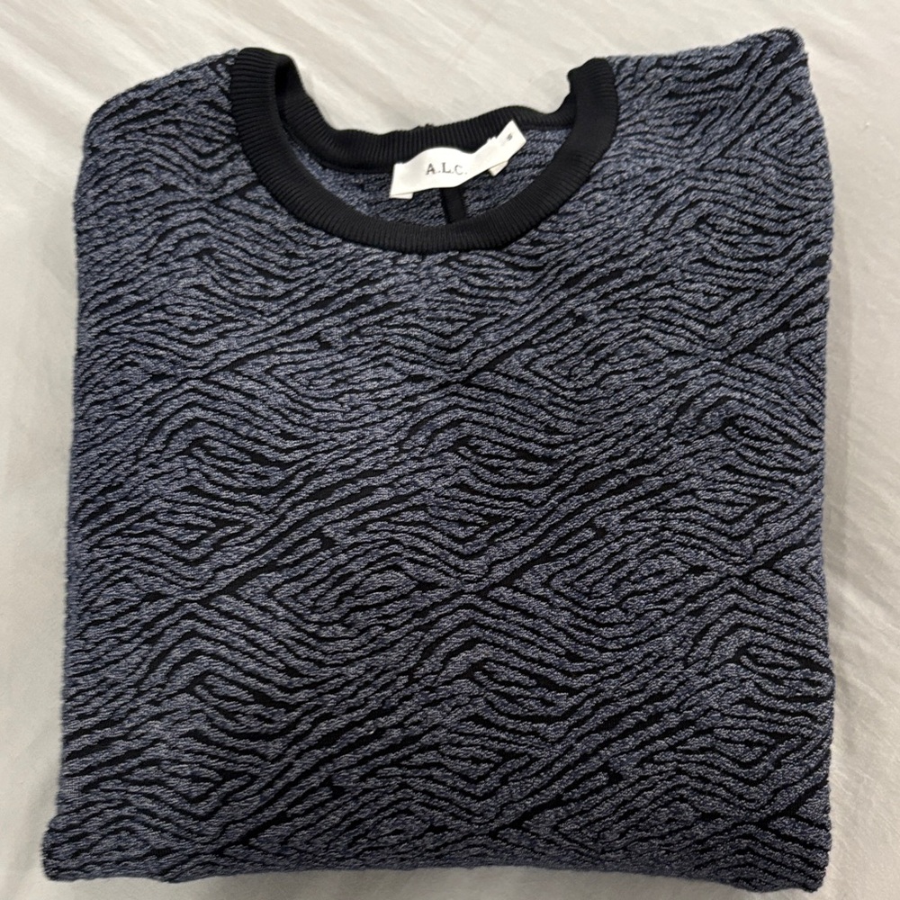 A.L.C.  Navy and Black Textured Crewneck Sweater